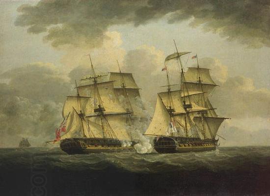unknow artist An oil painting of a naval engagement between the French frigate Semillante and British frigate Venus in 1793 China oil painting art